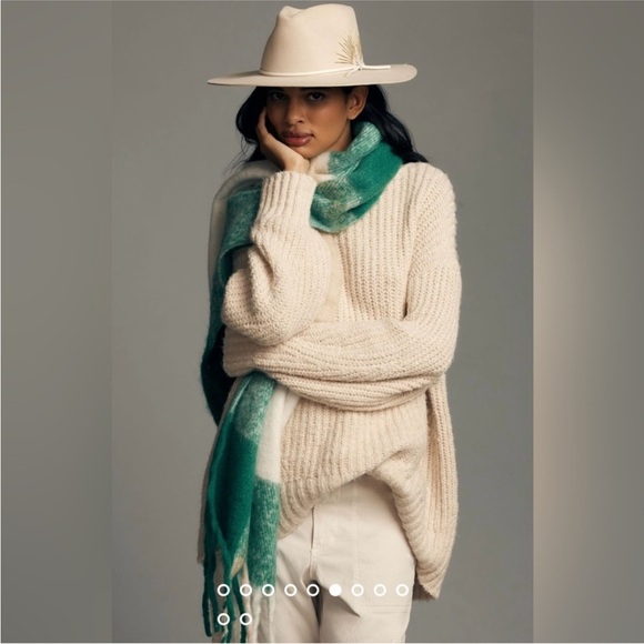 ANTHROPOLOGIE - MAEVE tan chunky knit the Dakota over size turtleneck sweater - Picture 11 of 11